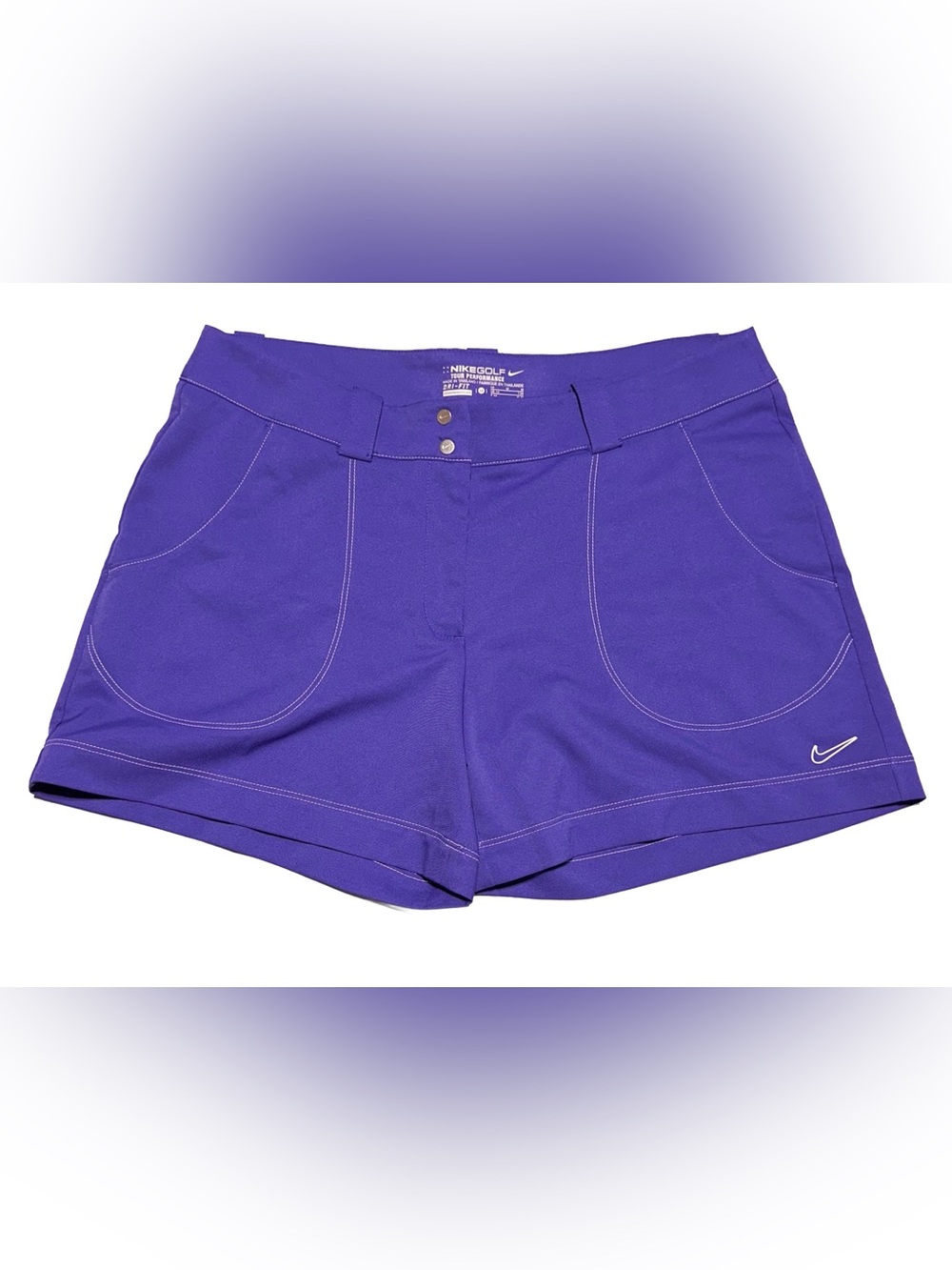 Nike Golf Tour Performance Dri-FIT Shorts Purple/Blue White Contrast Stitch 10